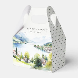 Lungern Switzerland Watercolor Landscape Wedding Geschenkschachtel