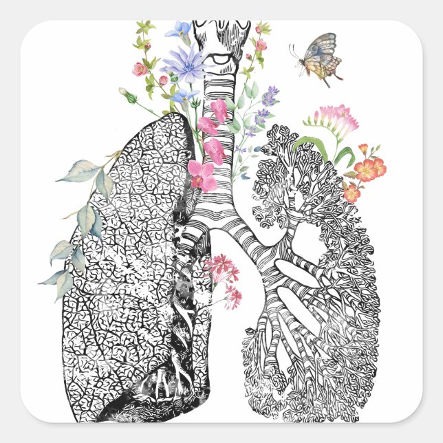 Lungs Art Quadratischer Aufkleber (Vorderseite)