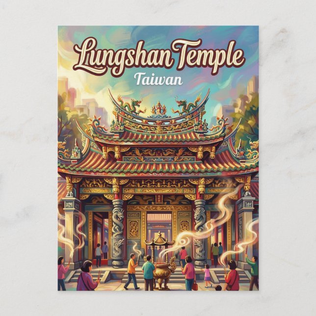 Lungshan-Tempel Taiwan Postkarte (Vorderseite)