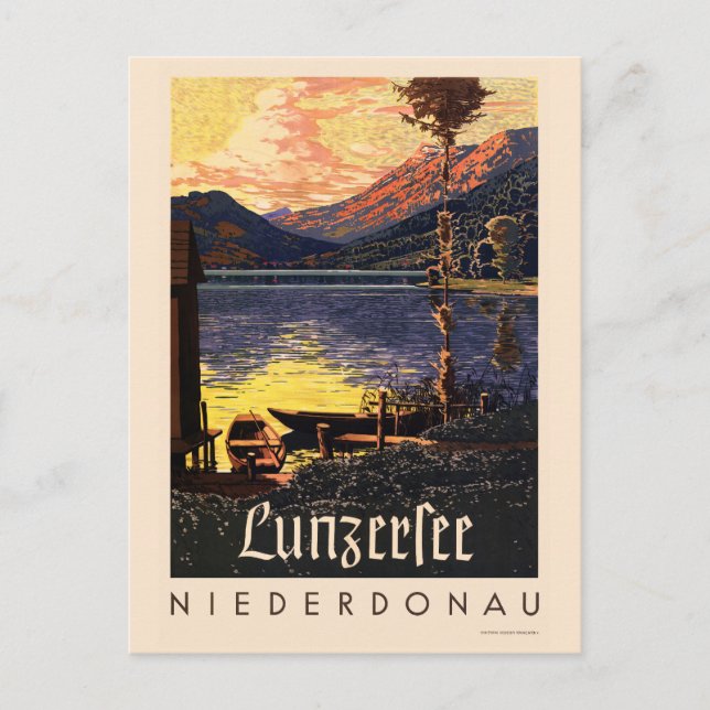 Lunzersee Niederdonau Austria Vintage Poster 1938 Postkarte (Vorderseite)