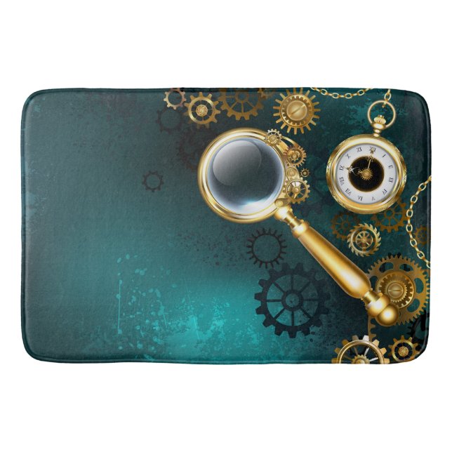 Lupe im Steampunk-Stil Badematte (Vorderseite)