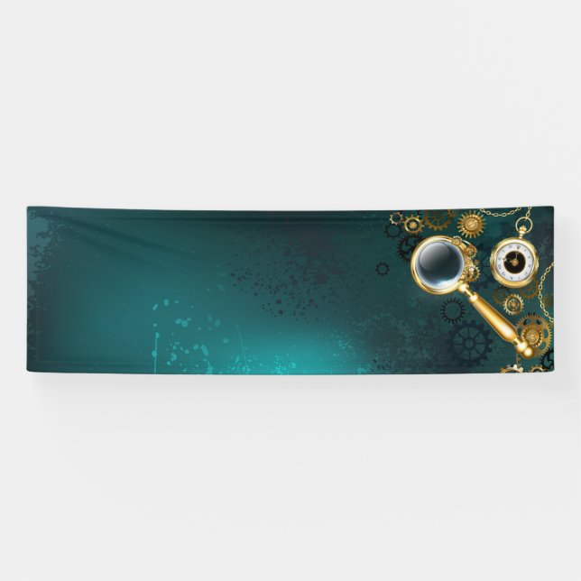 Lupe im Steampunk-Stil Banner (Horizontal)
