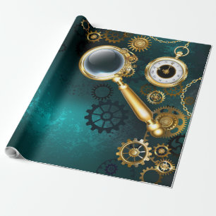 Lupe im Steampunk-Stil Geschenkpapier