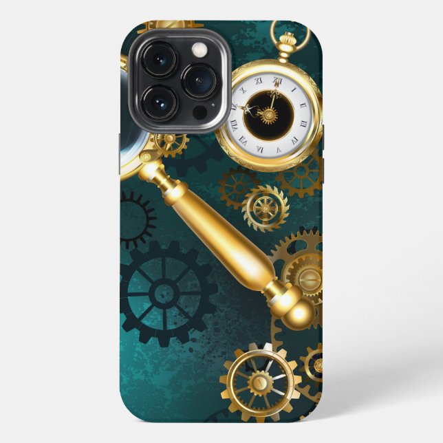 Lupe im Steampunk-Stil iPhone Hülle (Rückseite)