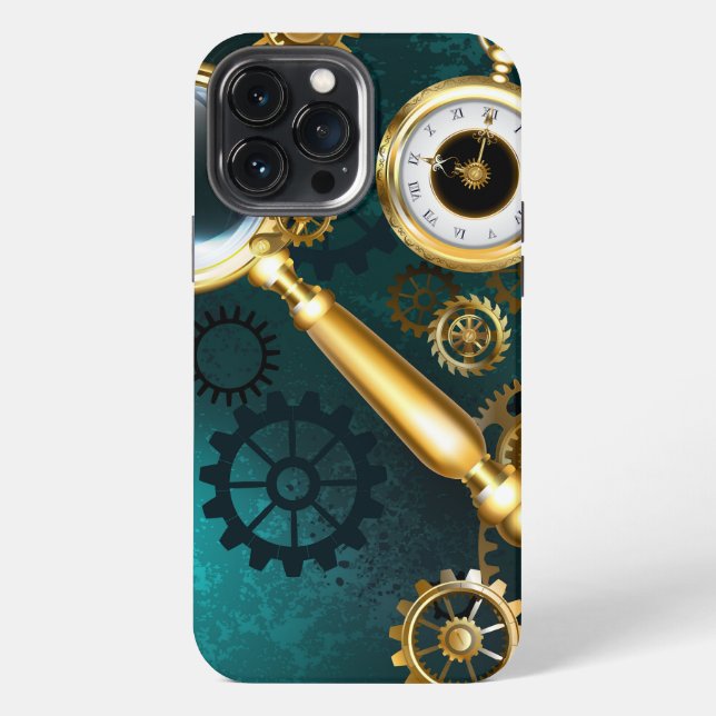 Lupe im Steampunk-Stil iPhone Hülle (Rückseite)