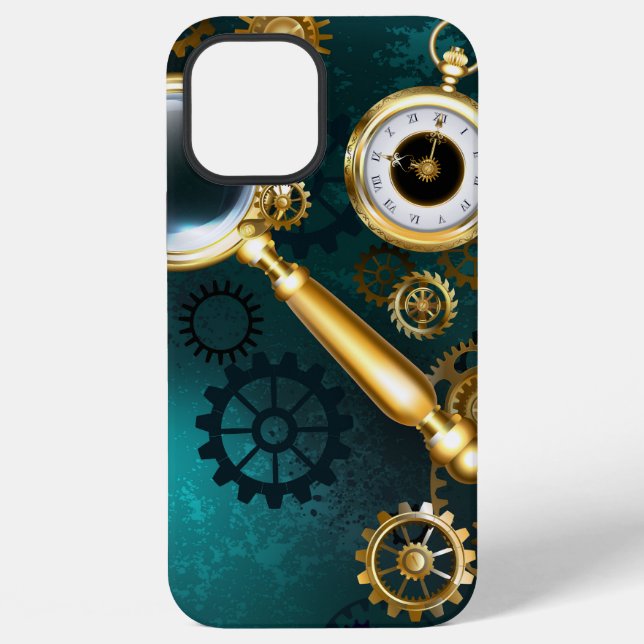 Lupe im Steampunk-Stil iPhone Hülle (Rückseite)