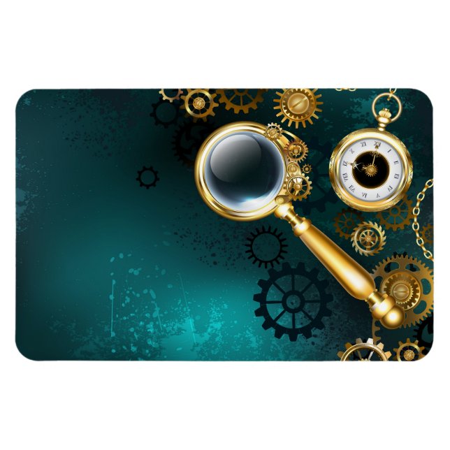 Lupe im Steampunk-Stil Magnet (Horizontal)