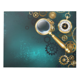 Lupe im Steampunk-Stil Notizblock