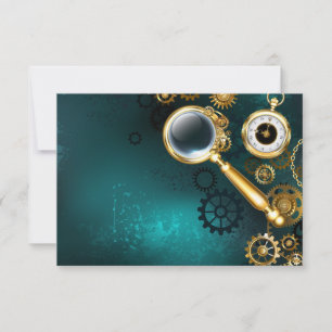 Lupe im Steampunk-Stil RSVP Karte