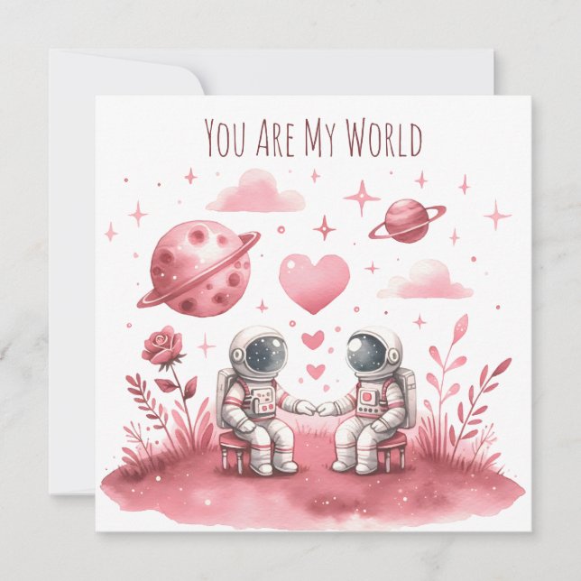 Lupercalia Astronaut Space Love Valentine Feiertagskarte (Vorderseite)