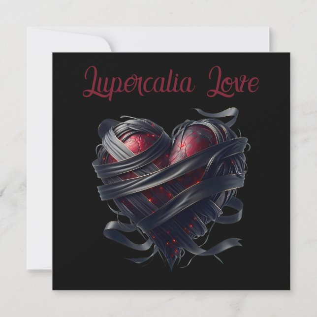 Lupercalia Black Threads Heart Valentine's Feiertagskarte (Vorderseite)