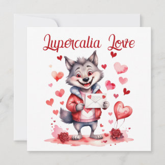 Lupercalia Love Sweet Wolf Hearts Valentine's Day Feiertagskarte