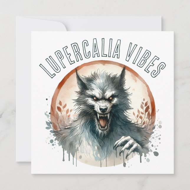 Lupercalia Vibes Werwolf Valentinstag Feiertagskarte (Vorderseite)
