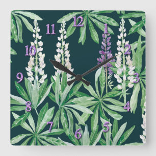 Lupin-Blume Quadratische Wanduhr
