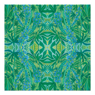 Lupine Blume Bohemisch Arabesque Muster Green Poster