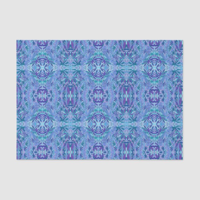 Lupine Blume Bohemisch Boho Arabesque Muster Blau Seidenpapier (Vorderseite)