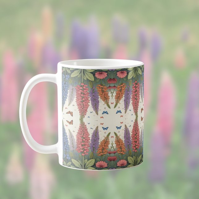 Lupine Blume in Schmetterlingen Vintages Muster Kaffeetasse (Von Creator hochgeladen)