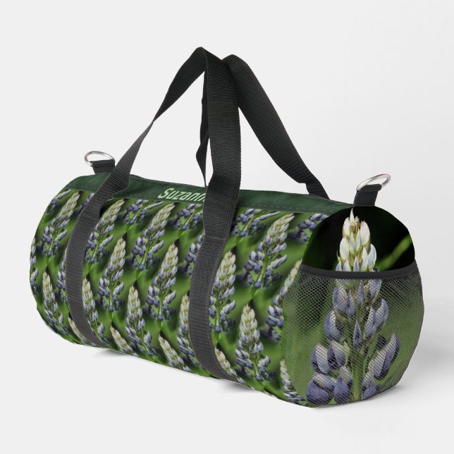 Lupine Blume Naturmuster Personalisiert Duffle Bag (Rechte Ecke)