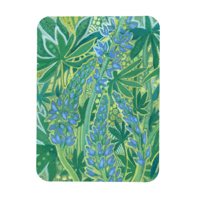 Lupine-Blume, Sommer-Wildblumen Blumenbemalung Magnet (Vertikal)