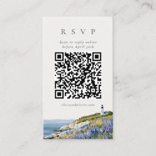 Lupine Maine Coast Leuchtturm Hochzeits QR RSVP Ka Begleitkarte