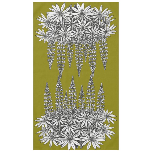 Lupine Mustard Yellow Botanical Tablecloth Tischdecke (Vorderseite)