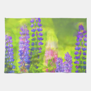 Lupine Painting - Original Blume Kunst Handtuch