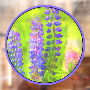 Lupine Painting - Originelle Blume Kunst Fensteraufkleber