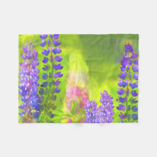 Lupine Painting - Originelle Blume Kunst Fleecedecke (Vorderseite (Horizontal))