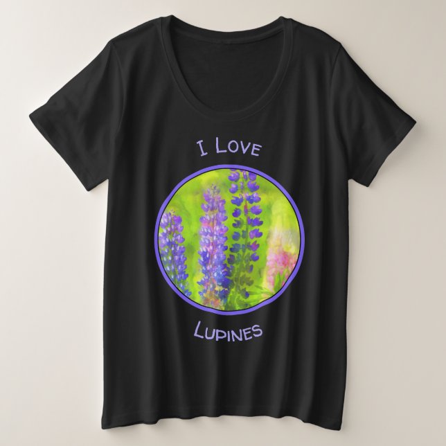 Lupine Painting - Originelle Blume Kunst Große Größe T-Shirt (Design vorne)