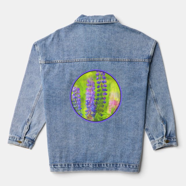 Lupine Painting - Originelle Blume Kunst Jeansjacke (Rückseite)