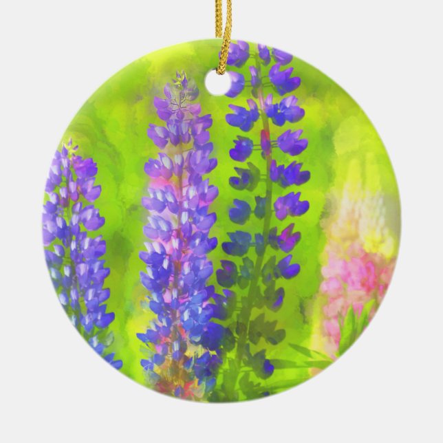 Lupine Painting - Originelle Blume Kunst Keramikornament (Vorne)
