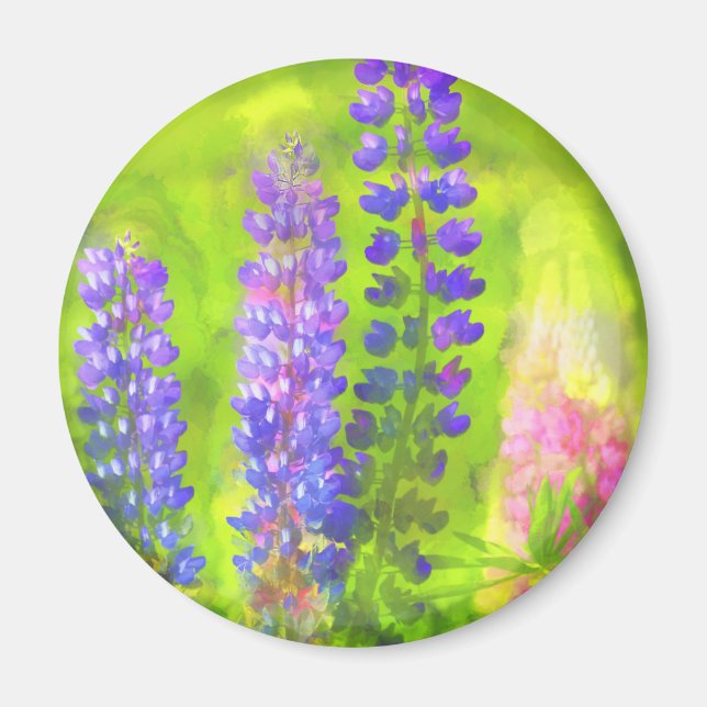 Lupine Painting - Originelle Blume Kunst Magnet (Vorne)