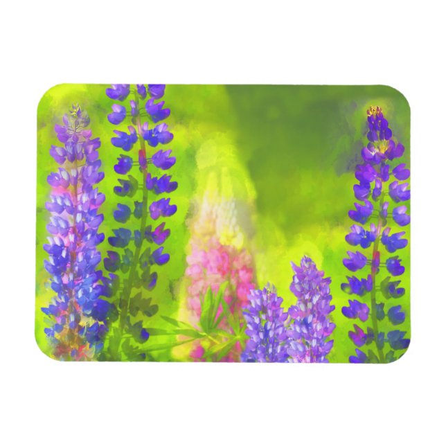 Lupine Painting - Originelle Blume Kunst Magnet (Horizontal)