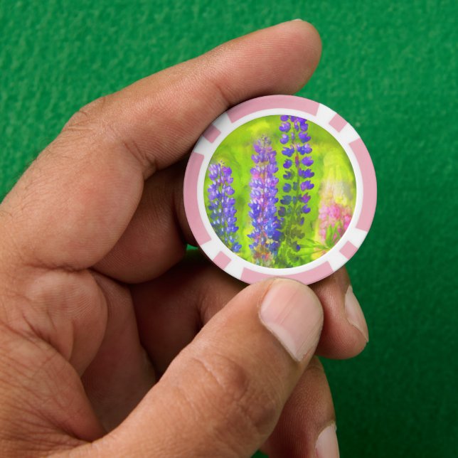 Lupine Painting - Originelle Blume Kunst Pokerchips (Hand)