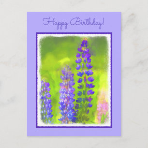 Lupine Painting - Originelle Blume Kunst Postkarte