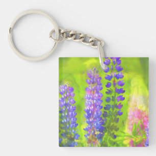 Lupine Painting - Originelle Blume Kunst Schlüsselanhänger