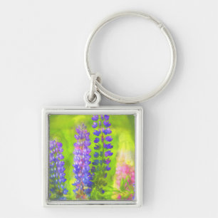 Lupine Painting - Originelle Blume Kunst Schlüsselanhänger