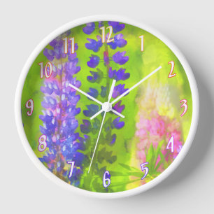 Lupine Painting - Originelle Blume Kunst Uhr