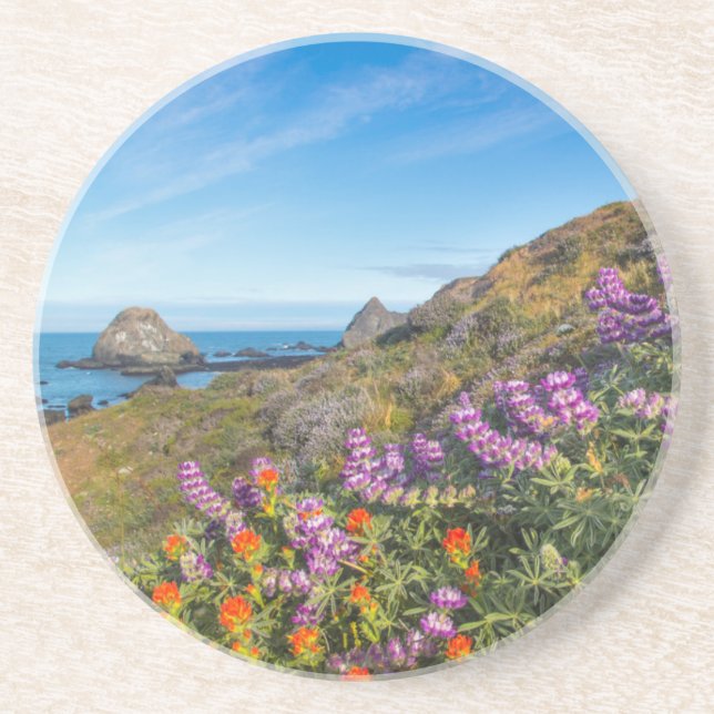 Lupine und Pinsel Sandstein Untersetzer (Vorne)
