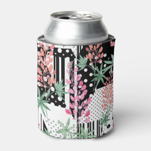 Lupinen auf schwarz-weißem Hintergrund Dosenkühler