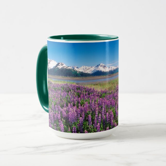 Lupinen in Bloom | Kenai Mountains, Alaska Tasse (Vorderseite Links)