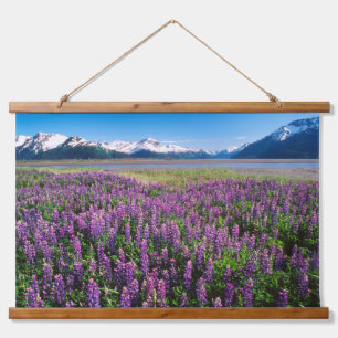 Lupinen in Bloom   Kenai Mountains, Alaska Wandteppich Mit Holzrahmen