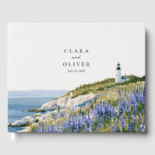 Lupinen-Leuchtturm-Hochzeit am Maine-Strand Gästebuch
