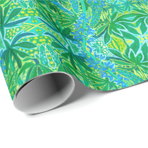 Lupinenblumen Bohemian Arabesque-Muster Grün Wr Geschenkpapier