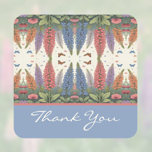 Lupinenblüten und Schmetterlinge Vintage Monogramm Quadratischer Aufkleber