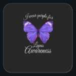 Lupus Awareness Butterfly Quadratischer Aufkleber<br><div class="desc">Lupus Awareness Butterfly</div>