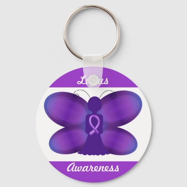 Lupus Awareness lila Märchenschmetterling Schlüsselanhänger (Vorderseite)