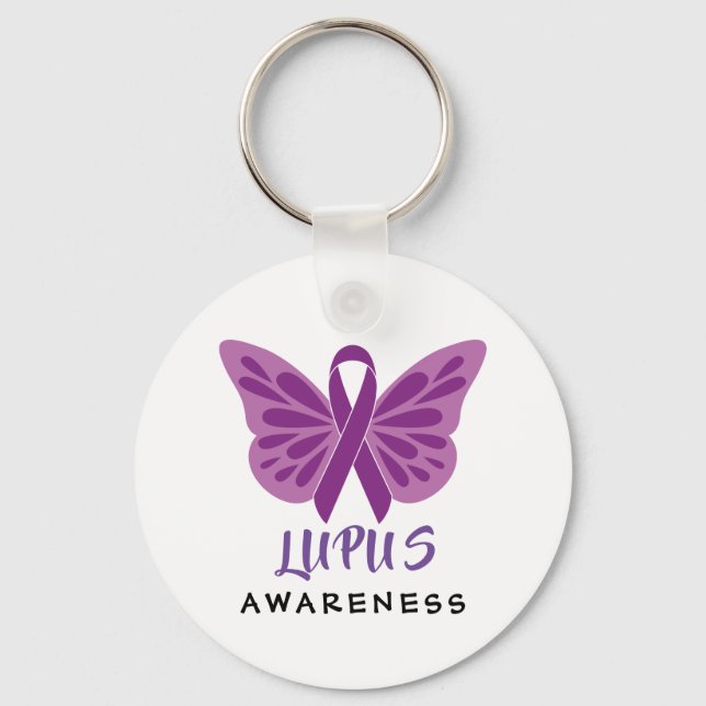Lupus Awareness Lila Ribbon Butterfly Schlüsselanhänger (Vorderseite)