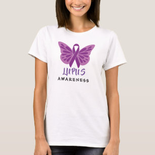 Lupus Awareness Lila Ribbon Butterfly T-Shirt