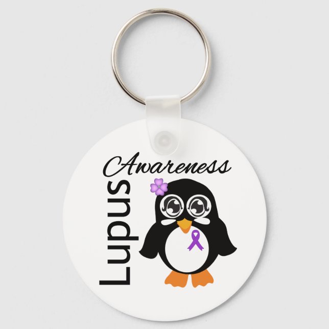 Lupus Awareness Penguin Schlüsselanhänger (Vorderseite)